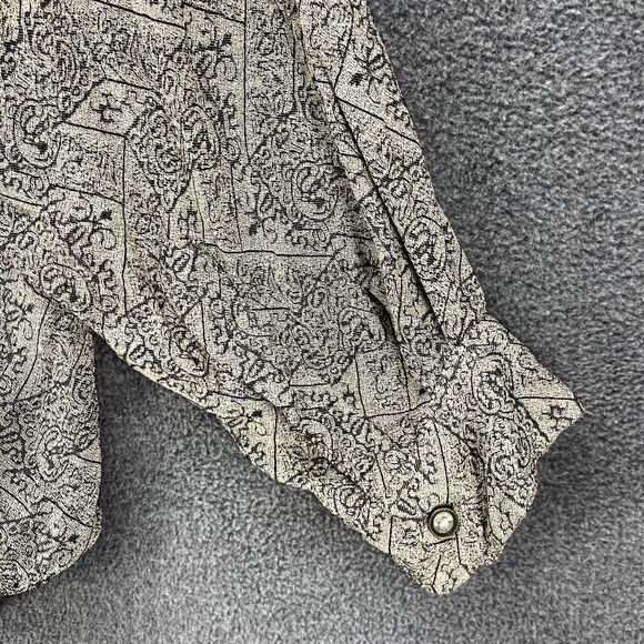 Vintage Button Up Shirt Medium Geometric long Sleeve Retro Preppy Loose Casanova - Picture 12 of 14